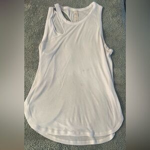 ALO Yoga White Ribbed Tank Top with Slit on Side
